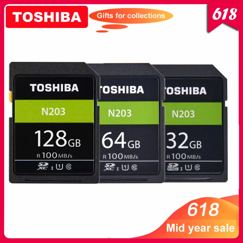 

Original TOSHIBA High Speed Memory SD N203 32G 64G 128G U1 SD Card Support Full HD Shooting for Canon Nikon Digital SLR Camera