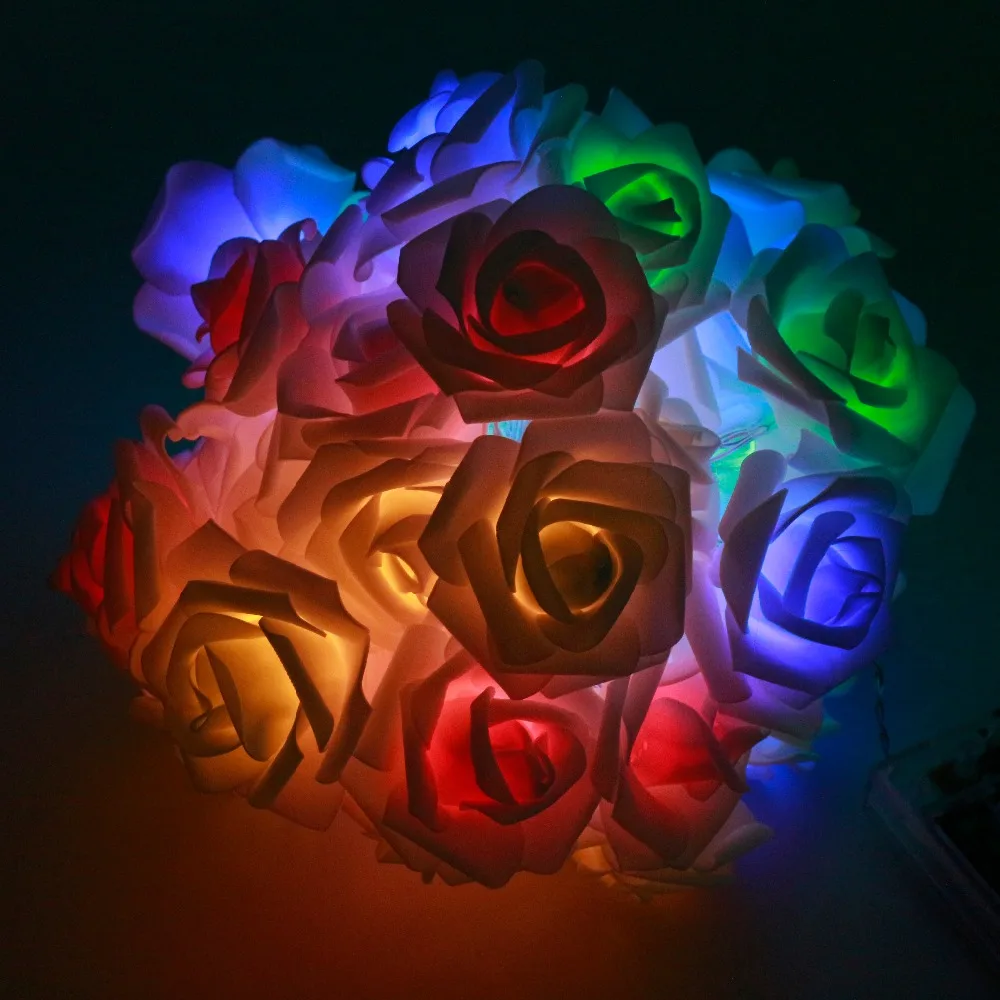 

4M Rose LED String Lights AA Battery Powered 1-4 Meters 7 Color 10 LEDs/m Rose Fairy Lamp For Valentine' Day Wedding Holiday