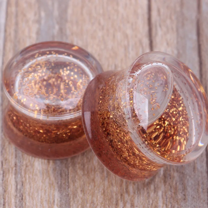 Wholesale Body Jewelry Gold Liquid Ear Gauges Acrylic Ear Plug Earrings