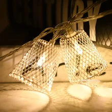 Рождественский светодиодный металлический полый фонарь серебристого и золотого цвета, светильник для украшения сада, дома, Свадебный Сказочный светильник, праздничная гирлянда, 50 светодиодный s