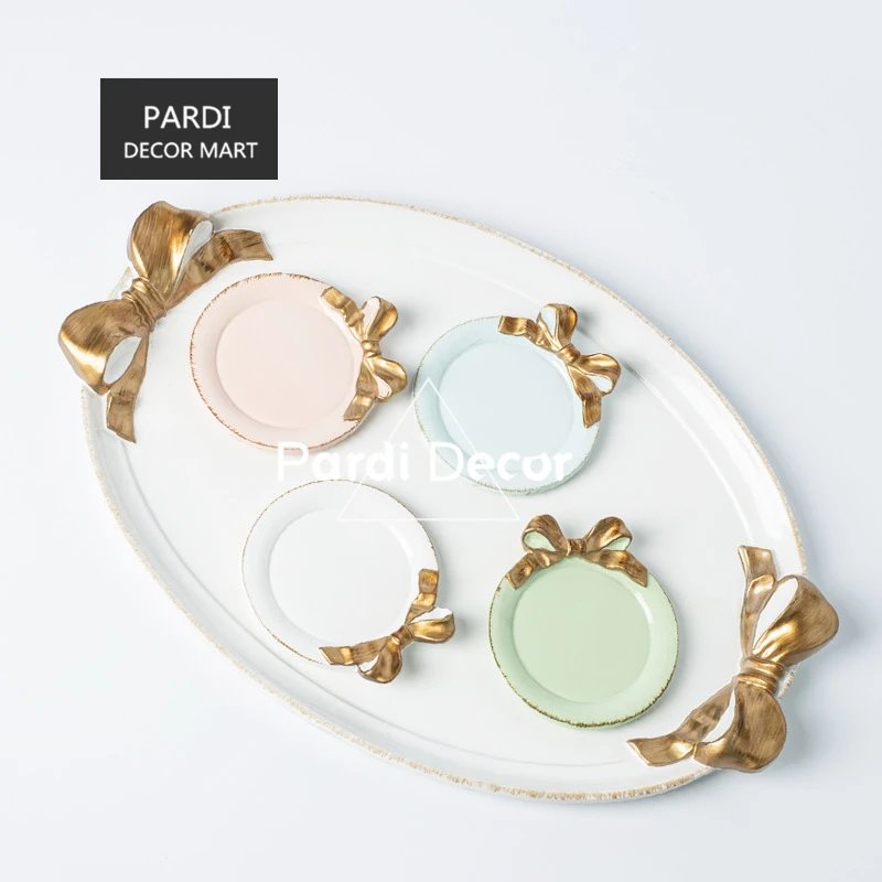 

Hot sale Italian style Retro bowknot plate cake dessert plate fruit plate 1pc/lot