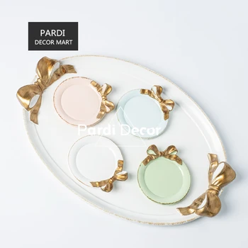

Hot sale Italian style Retro bowknot plate cake dessert plate fruit plate 1pc/lot