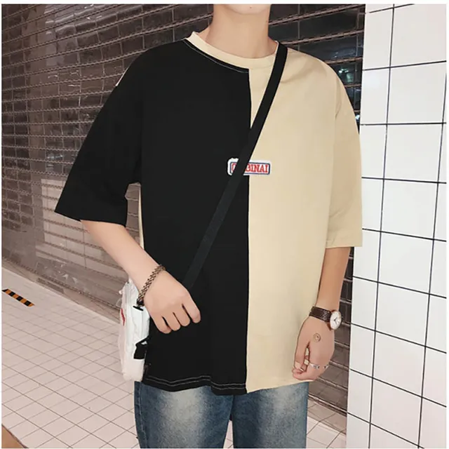 Short Sleeve Baggy t Shirt Men Oversize Patchwork t Shirt Men Swag ...