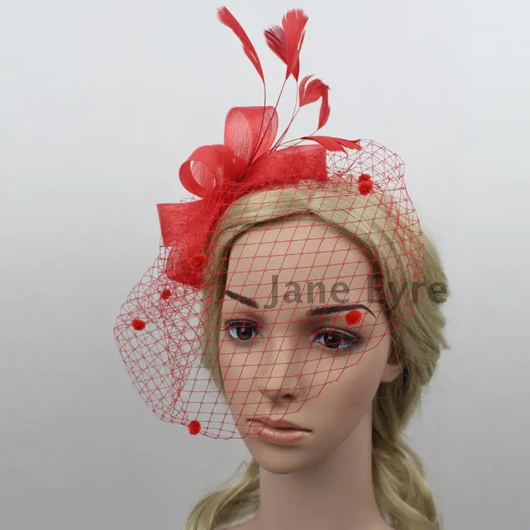 Free Shipping Vintage Black Ivory Red Bandeau Blusher Fascinator Free Shipping Vintage Black Ivory Red Bandeau Blusher Fascinator Bridal Birdcage Veil With Feathers And Tulle Flowers 615124 In Hair Accessories From