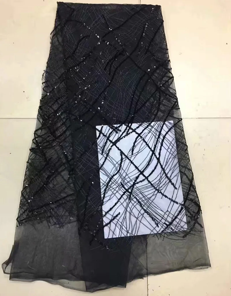 

Free shipping (5yards/pc) high quality African sequins French net lace fabric with fashion embroidery for party dress FNJ57