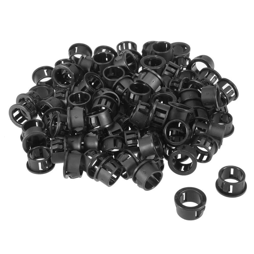 UXCELL 100pcs Universal 16mm Mounted Power Grid Wire Insulation Black
