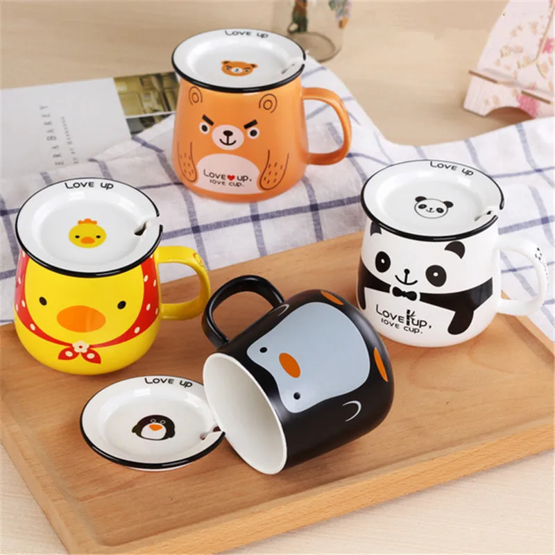 1pc Creative Lovely Panda/duck/bear/ Penguin Cartoon Office Ceramic Mug with Cover and Spoon Tea Milk Coffee Cup Couple Cups 1pc Creative Lovely Panda/duck/bear/ Penguin Cartoon Office Ceramic Mug with Cover and Spoon Tea Milk Coffee Cup Couple Cups