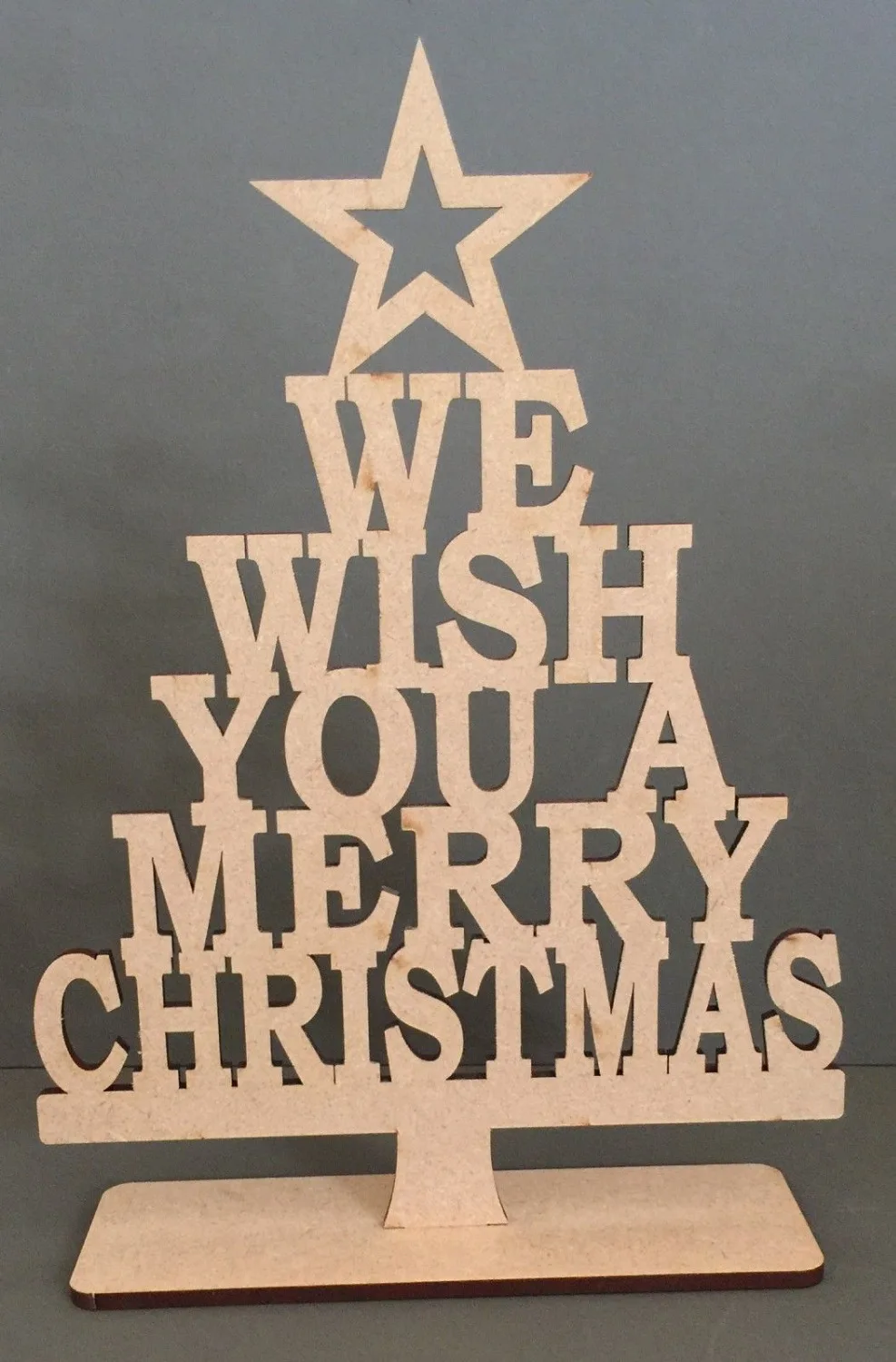 

WE WISH YOU A MERRY XMAS Tree Free Standing Sign Wall Gift MDF Plaque MD