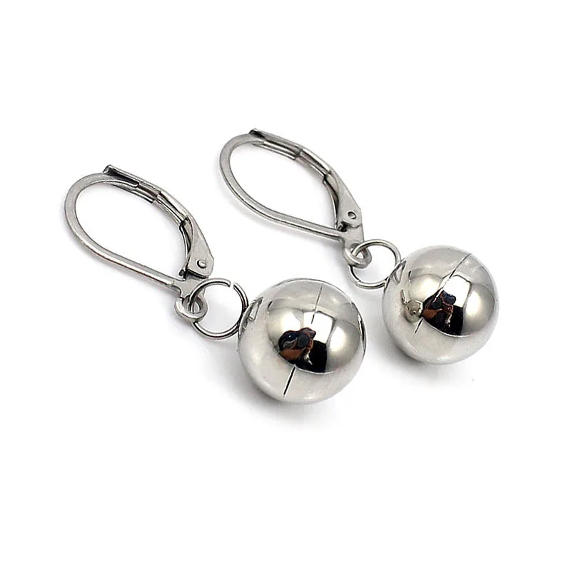 Круглый шарик Серьги для Для женщин/Обувь для девочек прекрасный металлический зажим на Мода блестящий шар серебряные серьги Модные украшения