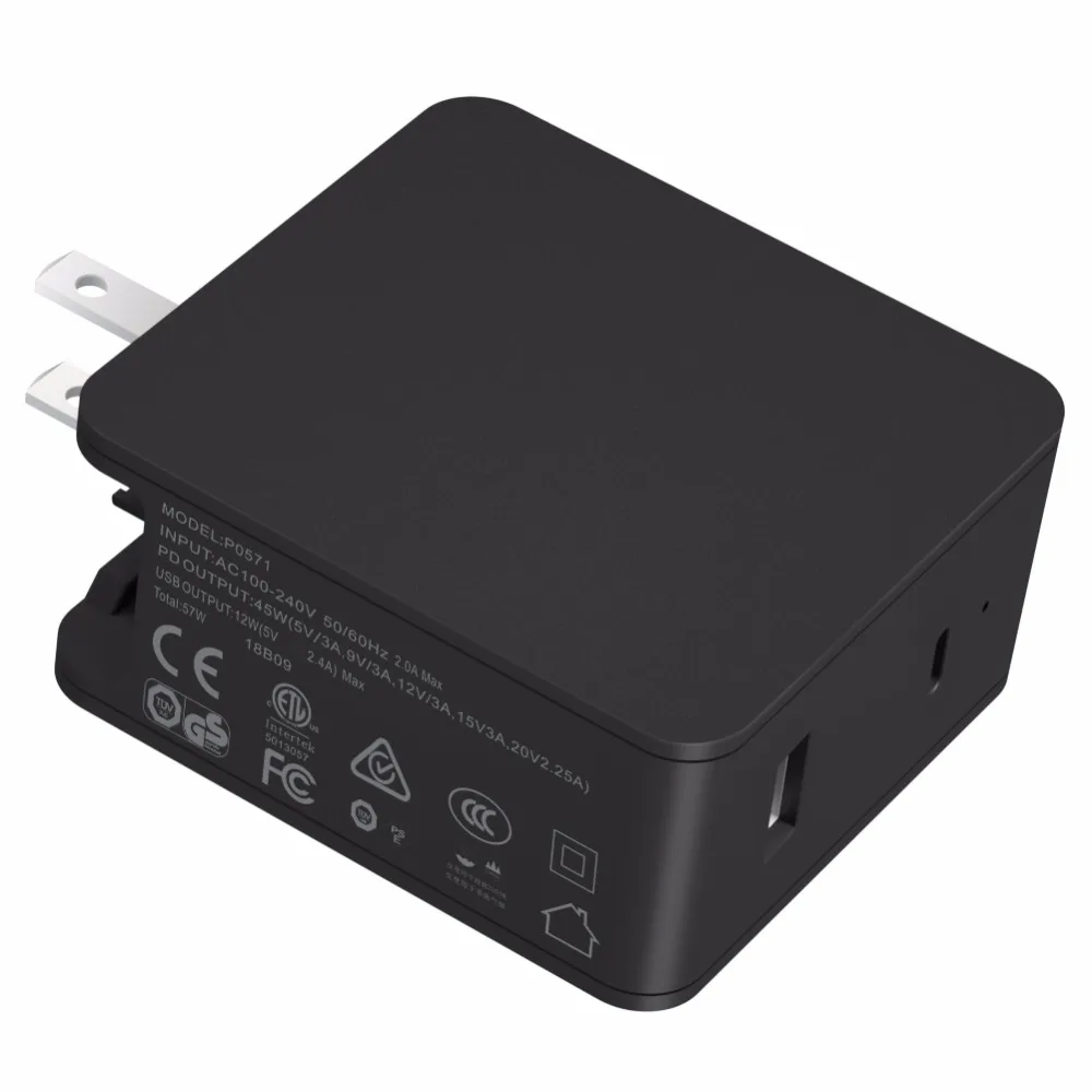 

AZiMiYO Quick charge USB PD 57W Type C Wall Charger Power Delivery 3.0 Fast Charger For Phone Charger MacBook Laptop Charger