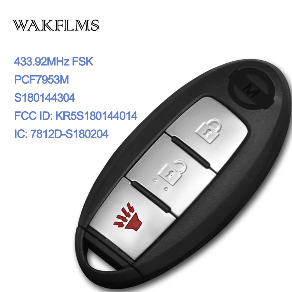 WAKFLMS 3 кнопки 433 92 МГц FSK смарт-карта замена ключа автомобиля копия для Nissan PATHFINDER