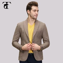 Хаки мультфильм цвет металла высокого качества Кнопка Мужская Slim Fit Бизнес Мужские Блейзер съемный воротник шаль нагрудные Blazer masculino