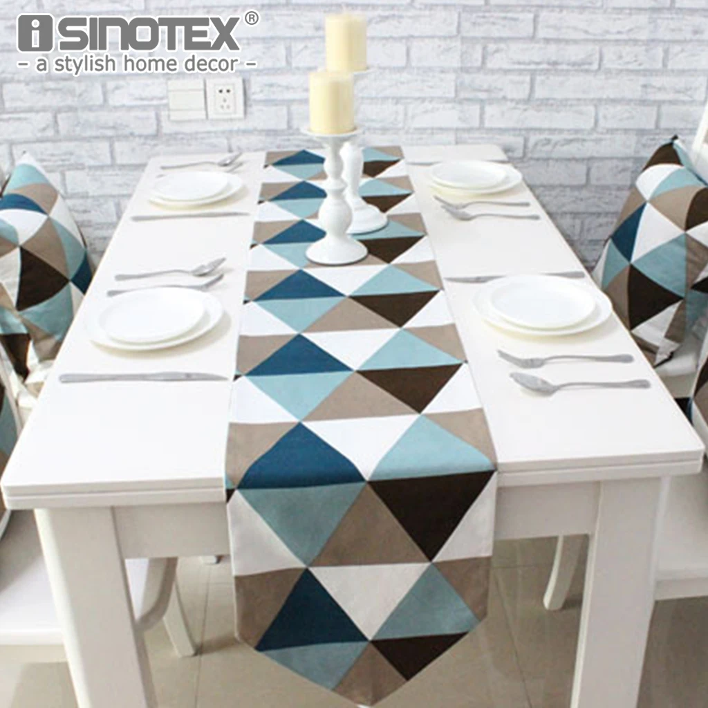 

Geometric Lattice Printed Table Runner Cotton Thicken Table Cover Ribbon Rustic Home Table Decoration Table Flag New Year Gift