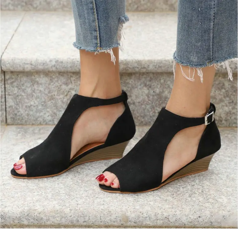 Women's Boots' Women Slip-On Fashion Ankle Summer Boots Women Plus Size High Heels Wedge Ankle Boots For Womens Winter Boot (3)