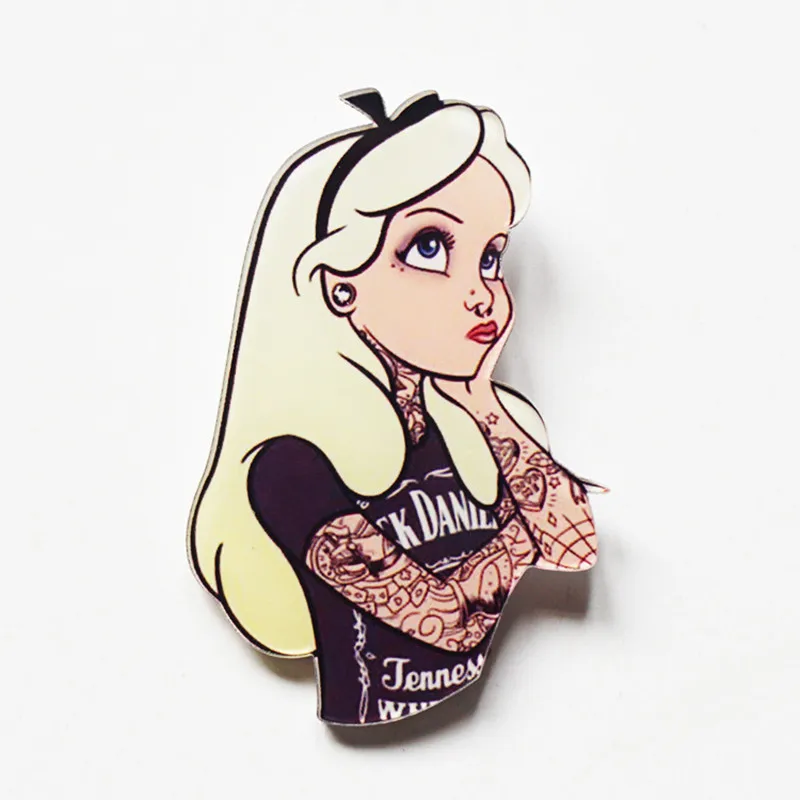 

1Pcs Free Shipping Harajuku Style Cool Girl Alice Acrylic Brooch Clothes Badge Decorative backpack Icon Brooches Pins Badge