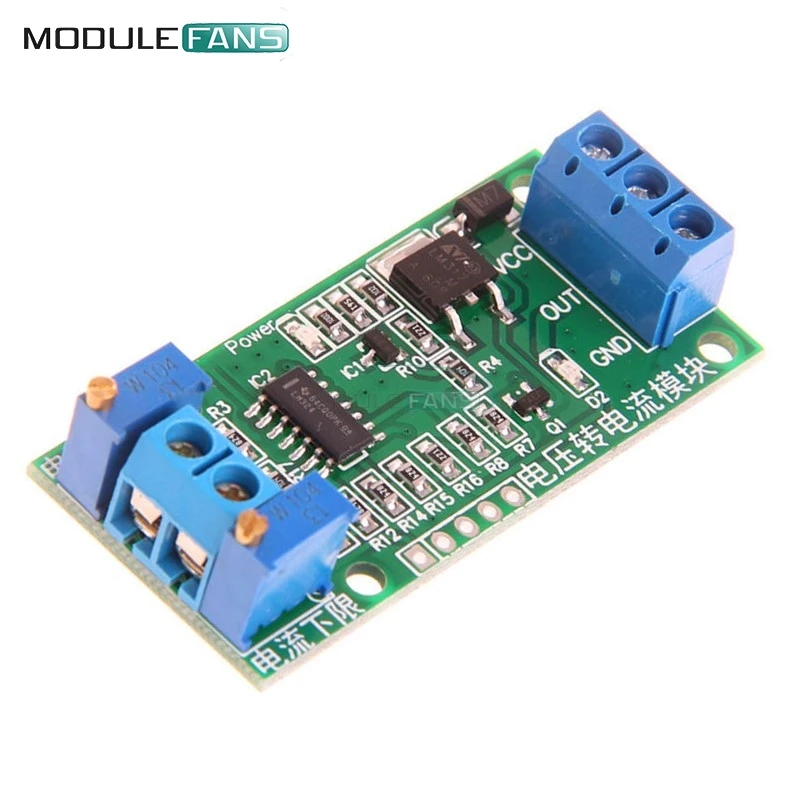 

Linear Conversion Voltage to Current Transmitter Signal Module 0-5V to 4-20mA DC 12V-24V Potentiometer Adjustable isolated