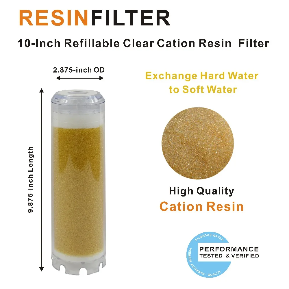 

Resin Filter Cartridge 10'' x 2.75" Water Softener Ion Exchange Resin Fitting for All 10" Water Filter Housings
