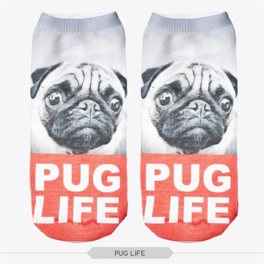 Бег цыпленок чехол pug Life принт милые носочки женская обувь оптом - Цвет: White