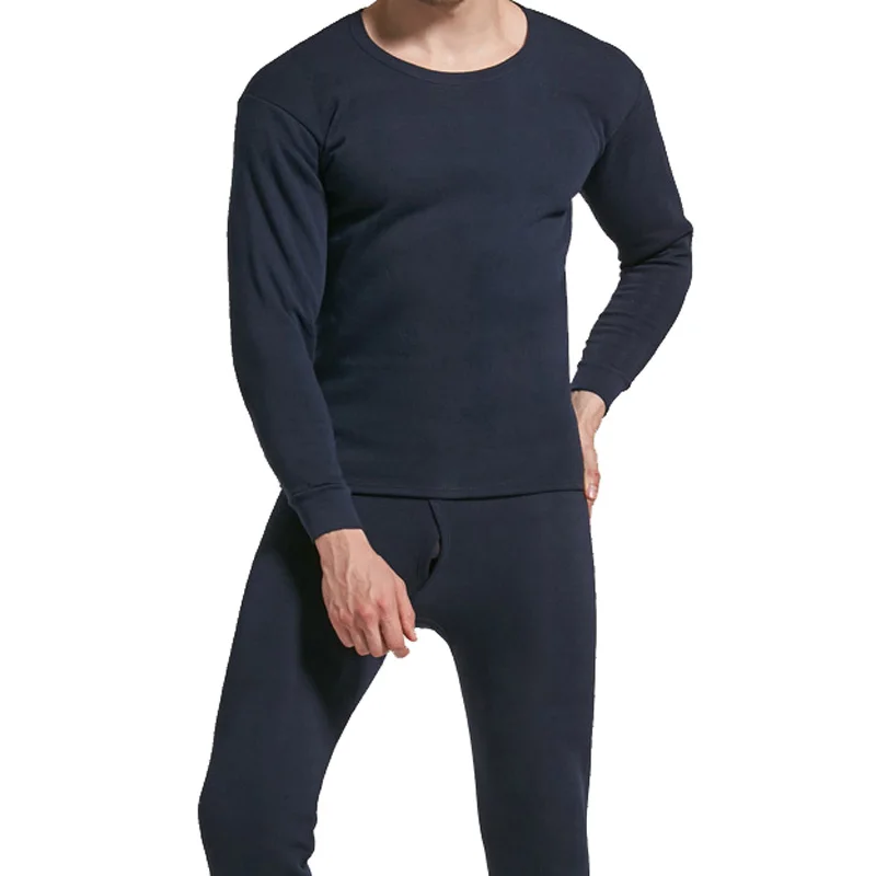 Czzlolo Winter Men Long Johns Thicken Mens Thermal Underwear Sets Plus Fluff Warm Long John O-Neck Thermal Undershirts Trousers