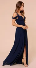 Sommer Strand Marineblau Chiffon Lange Prom Abendkleider Sleeveless mit Spaghetti vestido de festa