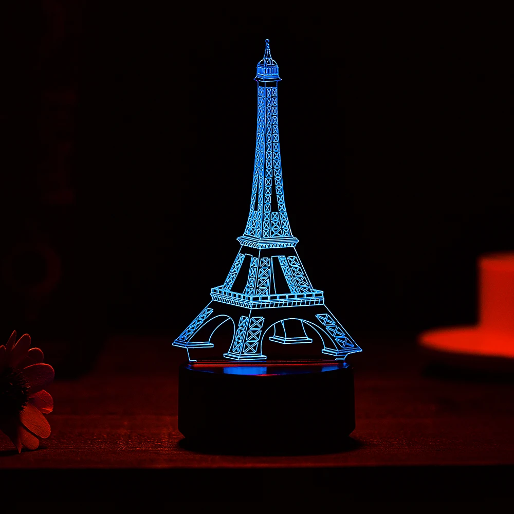 

Eiffel Tower LED 3D Night Lights Colorful Desk Lamps Home Lighting Bulbs Color Change with Remote Control Home Bedroom Decor