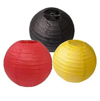 

18-Pack Black Red Yellow Round Paper Lantern Lamp Shades for Wedding Birthday Bridal Shower Party Decoration