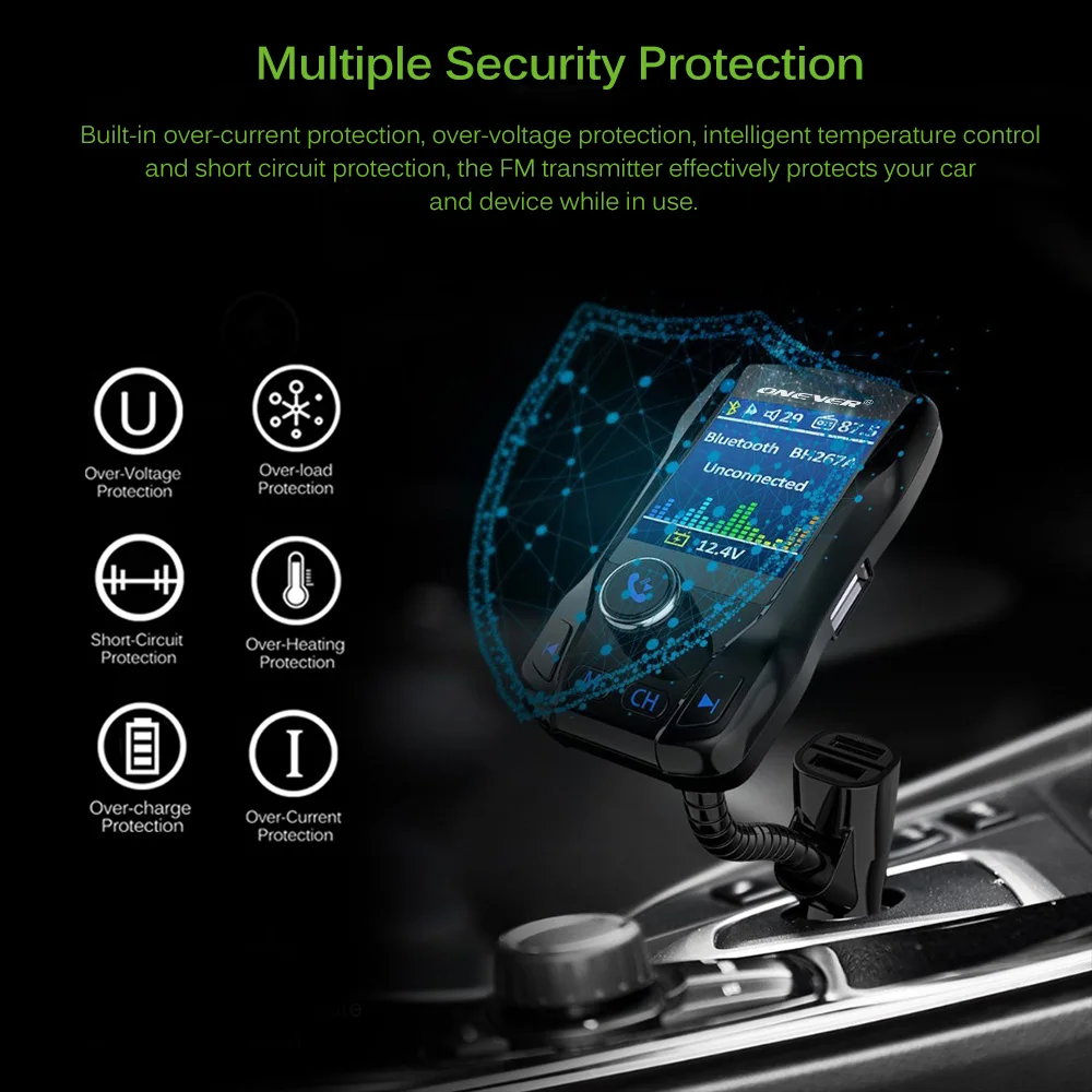 Onever Автомобильный Bluetooth V3.0 EDR автомобильный fm передатчик радио адаптер с