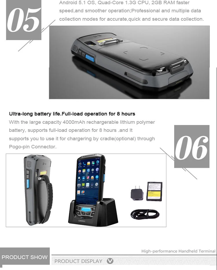 Scanner de Código de Barras Scanner a Laser Caribe Bluetooth Terminal Portátil Pl-40l 1d 2d Pda 12 Caribe 1D 2D PDA scanner de código