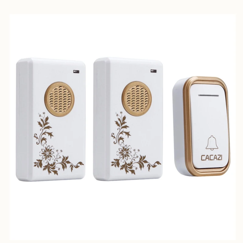 

CACAZI Waterproof Doorbell Wireless Remote Household UK EU UK Plug Receiver Doorbell Chime 38 Songs Battery Button Call wireless
