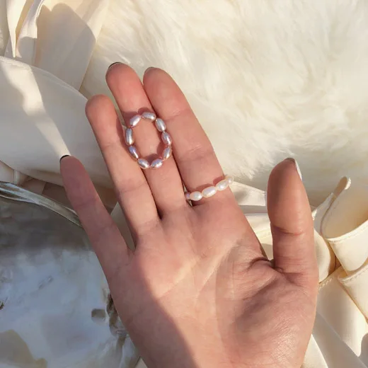 

Natural Freshwater Pearl Ring 925 Sterling Silver jewelry Baroque irregular white/purple pearls new Designer for Women Wedding