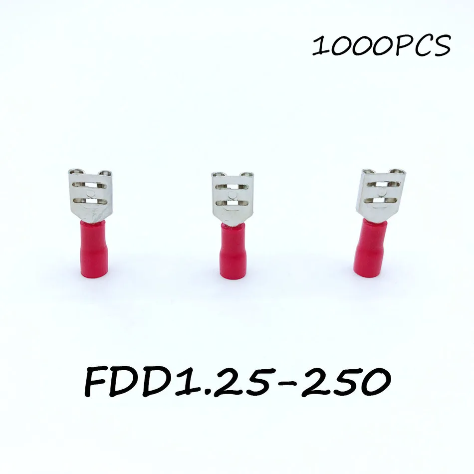 

Insulated Female Disconnector FDD1.25-250 1000PCS/Pack Red Spade Quick Electrical Connector Crimp Wire Terminal AWG Terminator