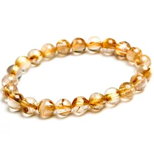 Genuine Natural Gold Rutilated Quartz Crystal Woman Man From Brazil Wealthy Round Beads Bracelet 8mm Jewelry Bangle AAAA