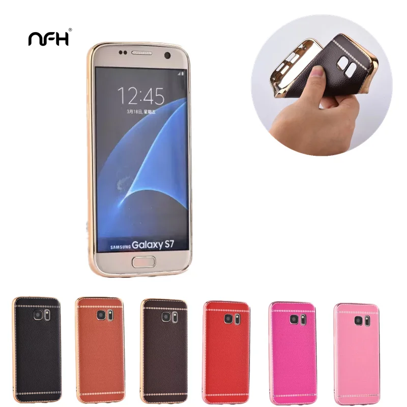 

NFH For Samsung Galaxy Grand Prime G530 And 2016 J5 J7 C7 Soft Case For Samsung S6 S7 Edge Leather Skin Black Brown Back Cover