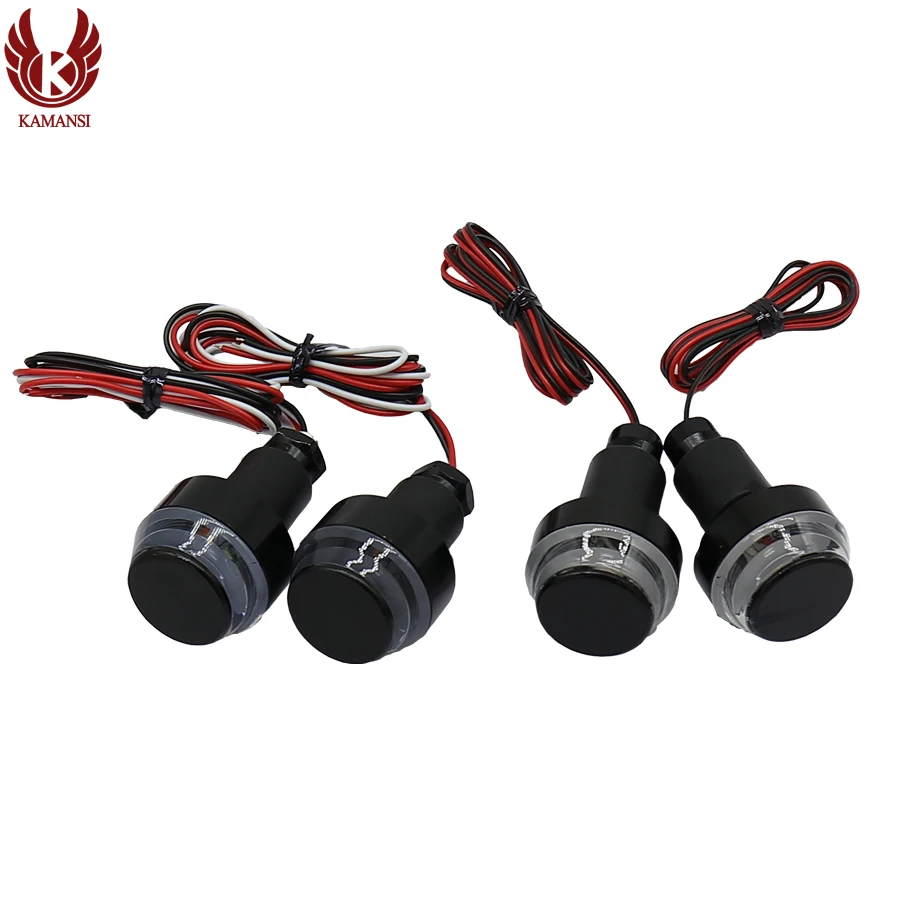 

KAMANSI 2 PCS CNC Motorcycle Amber LED Handle Bar End Indicator Grip Plug Turn Signal Light FOR 22mm Handlebar