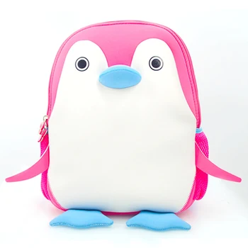 

Cartoon Children School Backpack Pink Penguin Waterproof Neoprene Fabric For Toddler Boys Kindergarten Kids School Bag Mochila