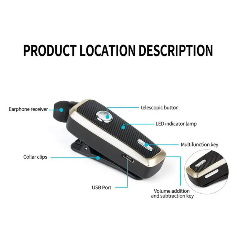 Hot Wireless Collar Clip Earphone Bluetooth Stereo Earphone Bluetooth V4 1 EDR Headset for Samsung for Huawei for Xiaomi