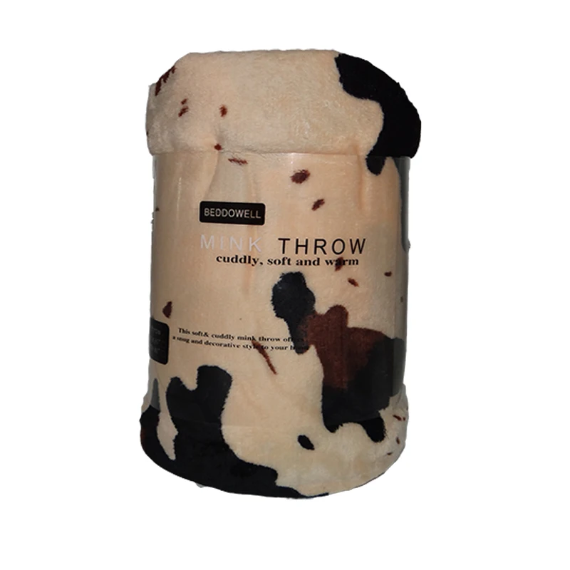 Baratos Manta de lana de Coral Animal piel de vaca franela TELA ESCOCESA súper suave cobertor sofá muebles cubierta visón mantas de tiro