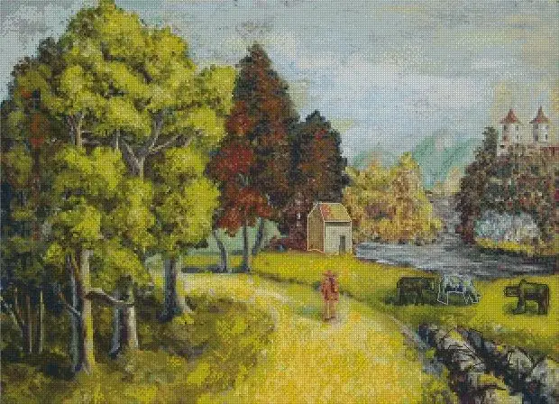 

Needlework,Embroidery,DIY DMC Oil painting forest Scenery 14CT Counted Cross stitch kits,Art Pattern sets Cross-Stitching decor
