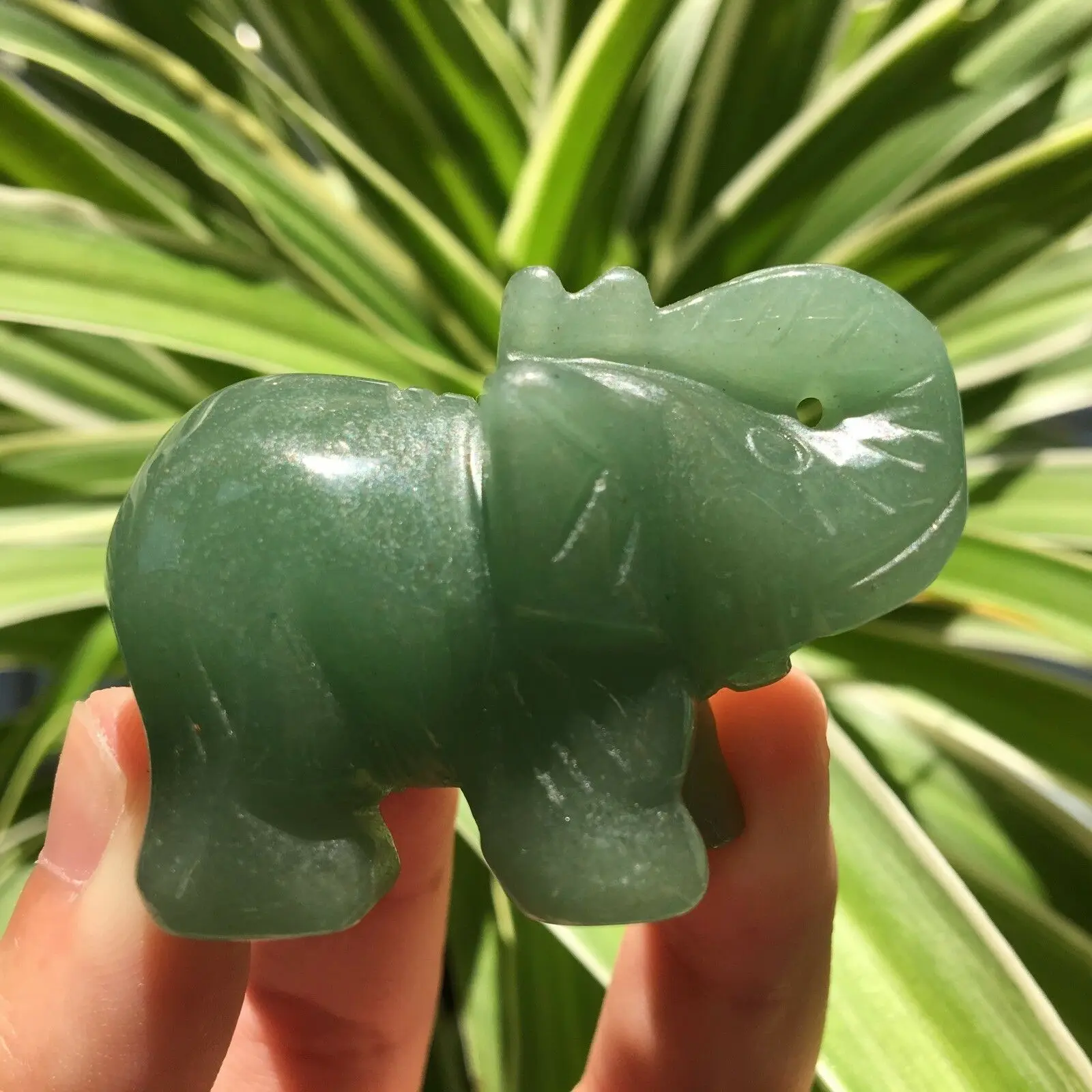 

2.0" Natural Green Dongling Jade Hand-carved Elephant For Home Decor