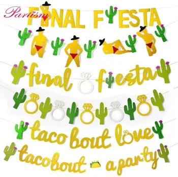 

1Set Cactus Series Banner Final Fiesta Party Green Bunting Garland For Mexican Party Favors Home Decor Swimming Party Supplies