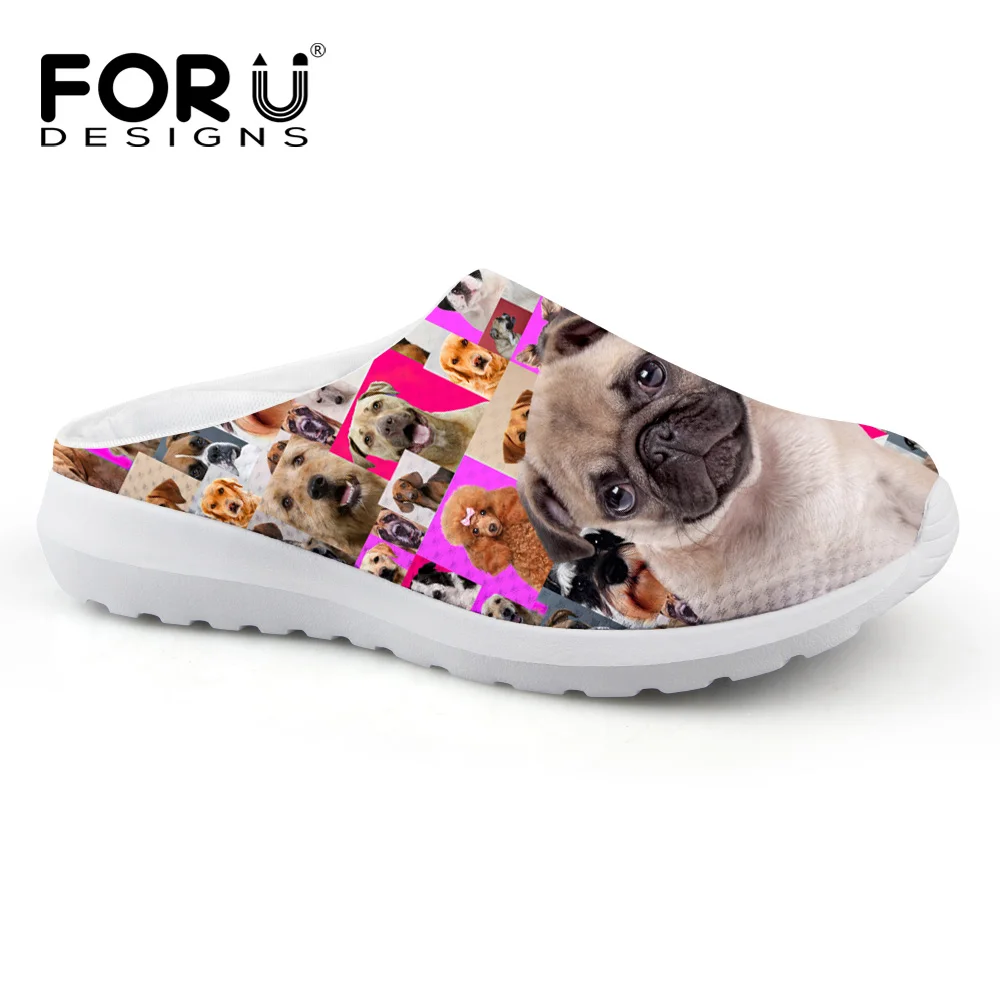

Cute Animal Pug Dog Printing Sandals for Women Casual Female Ladies Flat Heel Slipper Breathable Summer Beach Sandals