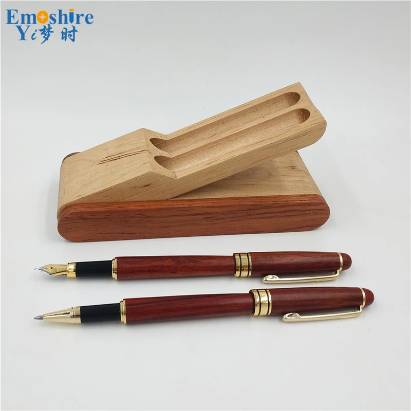 Emoshire Red wood pen three suits mahogany pen mahogany signature pen pen pen box stationery gift customization (5)