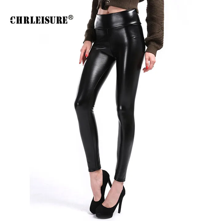 CHRLEISURE 5XL теплые кожаные леггинсы плюс бархатные зимние черные женские брюки с высокой талией повседневные Большие размеры Длинные женские