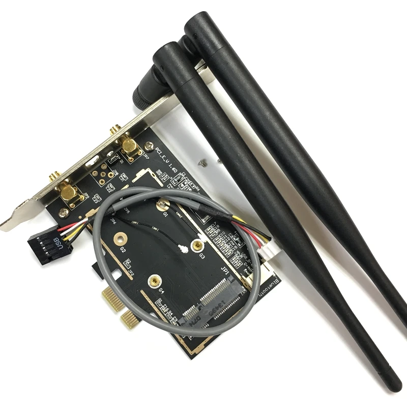 Настольный мини адаптер Pci e к 1x Wi Fi с 2 антеннами 6 дБ для 7260ac 7265ac 8260ac Ethernet внутри|mini