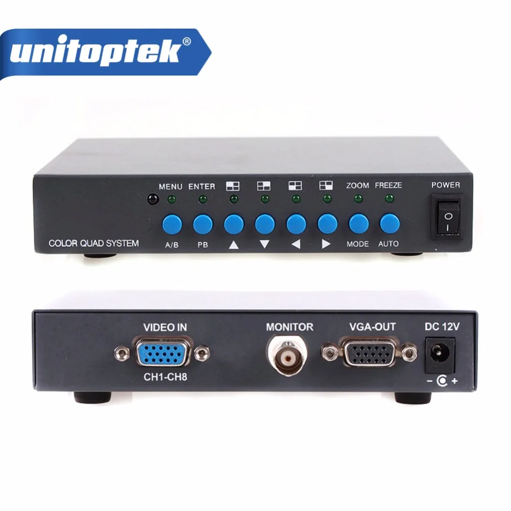 8CH VGA OUT цифровой цвет видео Quad сплиттер процессор BNC коммутатор для CCTV системы