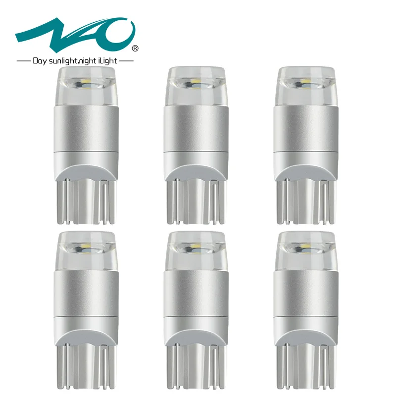 

NAO 6x T10 led Bulb W5W LED Interior Lamp Car DRL 3030 SMD 194 168 COB Crystal blue Pink Yellow Red Blue Green White 12V 6000k