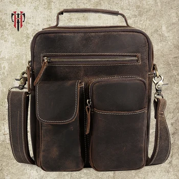 

TIANHOO Genuine leather man bags & vintage style crazy horse leather messenger shoulder bags for travel hand bag