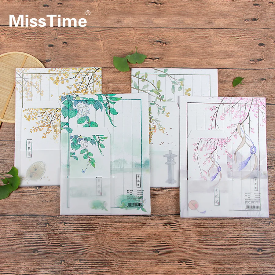 9 шт./компл. 3 конверта+ 6 записывающая бумага креативное дерево и цветок серии конверт для Подарочная Корейская Канцелярия