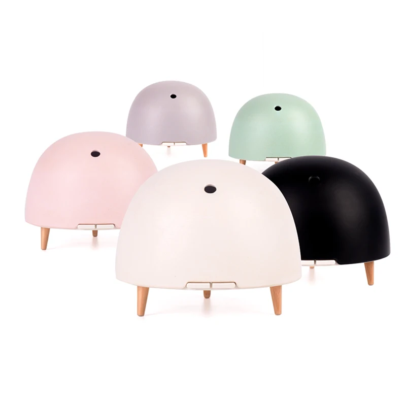 200ML Mist Humidifier Ultrasonic Aroma Oil Diffuser Bamboo Fiber Cover Real Wood Humidifying Essential Night Light Aroma Maker