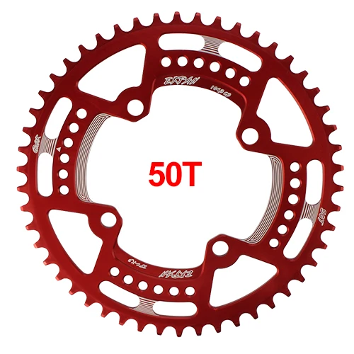 EKFan 38 T/40 T/42 T/44 T/46 T/48 T/50 T/52 T узкая широкая круглая ведущая звездочка велосипеда 104BCD цепь 7075-T6 MTB велосипед круг шатунная пластина - Цвет: 50T Round Red